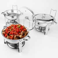 Recipiente para Calentar Comida Plegable de Acero Inoxidable de 6QT/5QT con Vidrio Transparente, Diseño sin Humo, Calentador de Comida a Gas, Recipiente Dorado para Calentar Comida