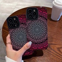 Étui de téléphone portable en cuir artificiel TPU avec impression de fleurs nationales colorées pour Iphone 8 X Xr Xs 11 12 13 14 15 16 17 Pro Max