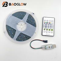 Bandes lumineuses intelligentes COB colorées à commande à distance, IP67, 5V, 18 LED, 10 mm, PCB, pour la décoration de Noël, du Nouvel An, de la maison et du jardin