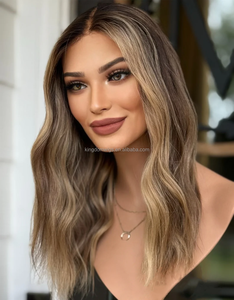 Perruque en dentelle de diamant, cheveux vierges européens, brun <span class=keywords><strong>cendré</strong></span> avec reflets <span class=keywords><strong>blond</strong></span> <span class=keywords><strong>miel</strong></span>, dentelle HD invisible, perruque juive pour femmes - Product Image 1