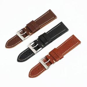 Bracelet de <span class=keywords><strong>montre</strong></span> classique vintage en cuir pleine fleur à motif litchi pour hommes et femmes, 20 22 24MM, à libération rapide, universel - Product Image 1