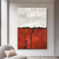 Peinture à l'huile artisanale grande taille, style abstrait impasto rouge, vente en gros pour hôtels, directement de l'usine, art écologique pour grandes galeries