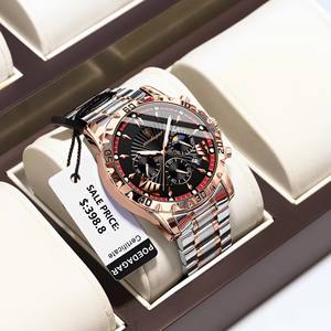 POEDAGAR 968, relojes para hombre, reloj <span class=keywords><strong>de</strong></span> cuarzo <span class=keywords><strong>de</strong></span> moda multifuncional para hombre, resistente al agua, fecha luminosa, cronógrafo, fase lunar - Product Image 2