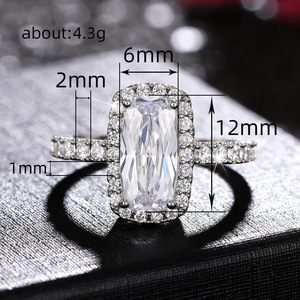 Anello di fidanzamento geometrico rettangolare per donna, gioiello creativo e alla moda. - Product Image 4