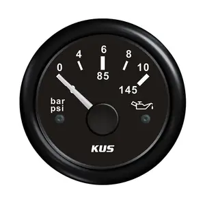 KUS 2 ''52毫米油压表0-145 PSI 12V 24V无传感器油压表