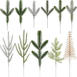 Bouquet d'aiguilles de pin artificielles en plastique, décoration de Noël pour la maison, verdure pour mariage, accessoires d'extérieur - Product Image 1