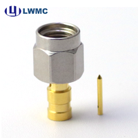 Conector LWMC SMA Macho con Revestimiento de Oro en Contacto Exterior, Resistente a la Salinidad (48H), 2 Orificios, para Cable SS405 de hasta 18GHz