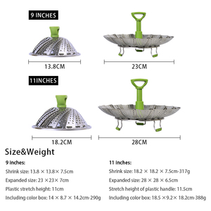Cesta Vaporera Plegable de Acero Inoxidable, Cesta Vaporera Multifuncional Expandible de 9 y 11 Pulgadas - Product Image 6