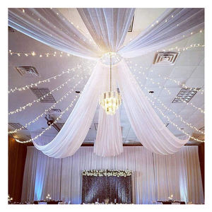 Nuevas cortinas de poliéster para fondos de escenario Cortinas Mehndi bordadas transparentes con técnicas tejidas de ojales - Product Image 1