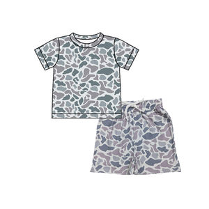 Ensemble de vêtements pour bébé garçon BSSO1912, boutique personnalisée, imprimé camouflage olive, tenues pour enfants, vente en gros, ensemble à manches courtes - Product Image 5