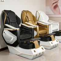 Équipement de luxe pour le nail art, chaise de pédicure style baleine pour salons de manucure et spas, avec fonction de massage et porte-gobelet pour les bras