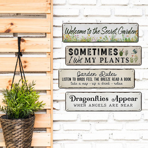 Panneau en métal avec règles <span class=keywords><strong>du</strong></span> <span class=keywords><strong>jardin</strong></span>, slogan floral amusant, décoration murale pour cour et patio, 16x4 pouces - Product Image 4