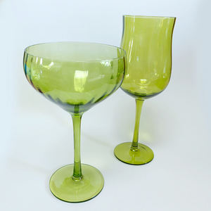 Verre à eau à ondulations vertes <span class=keywords><strong>de</strong></span> style vintage médiéval, verrerie pour cocktail, <span class=keywords><strong>coupe</strong></span> à <span class=keywords><strong>champagne</strong></span>, martini, margarita, accessoires <span class=keywords><strong>de</strong></span> bar, tasse - Product Image 2