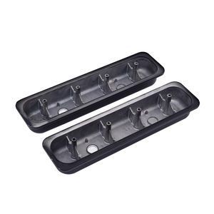 짧은 명반 볼 밀링 밸브 커버 1987-97 SBC 305-350 센터 볼트 w/홀 블랙 조각 리브 핫로드 부품 - Product Image 4