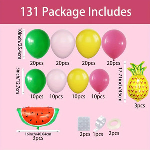 Kit de Arco de Globos con Forma de Frutas, con Globos de Naranja, Sandía, Limón, Fresa y Piña, Kit de Arco de Globos Tropicales de Verano - Product Image 6