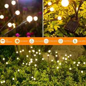 Solar Garden <b>Lights</b> 1 Psck 8 LEDs Warm White Outdoor Decor <b>Firefly</b> Design Big Bulb Unique Gift for Women Grandma - Product Image 4