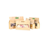 100 Sachets en papier kraft refermables avec fenêtre 4 " x 6 ", sachets autoportants à fermeture éclair pour l'emballage alimentaire