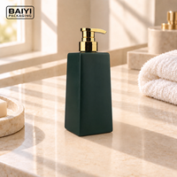 Bouteille de gel douche carrée de 500 ml, bouteille en plastique PE vert foncé, emballage personnalisé, soins personnels, pompe dorée, impression personnalisée