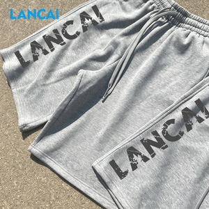 Men's Vintage Wash Breathable Drawstring Closure Shorts Custom Graphic Print Streetwear Baggy High Quality Cotton Jersey Casual - Product Image 2