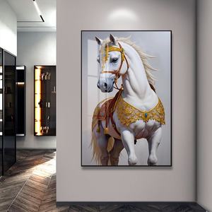 Affiche de décoration intérieure grand format, motif éléphant et cheval, impression sur toile, peinture en porcelaine cristalline, art mural animalier - Product Image 2