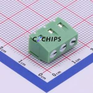 XY127V-5.0-3P Screw Terminal Block Through hole Component (THT),P=5mm Connector 1x3P 5mm Green Through Hole - Product Image 1