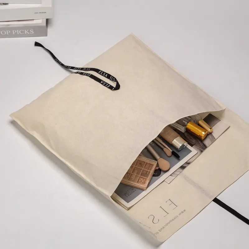 Alta qualidade Soft Custom Cotton Envelope Embalagem Dust Bag Twill Canvas Linho Envelope Bolsa com Flap
