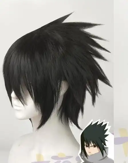 Sasuke Uchiha Cosplay Men Short Straigh Black Wig Cosplay Anime Peluca Heat Resistant Synthetic Hair Wigs