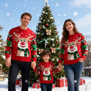 Pull de Noël tricoté OEM ODM pour toute la famille avec motif flocon de neige – Pull tendance hiver pour fêtes de fin d'année - Product Image 4