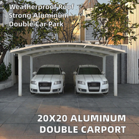 Abri de voiture double en aluminium 20 x 20 avec auvent - Abri de stationnement extérieur de luxe