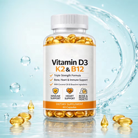 Capsules de Vitamine D3 K2 B12 en Gélules Molles à Marque Blanche 5000 UI à Base d'Huile de Coco, Logo Personnalisé, Supplément OEM ODM