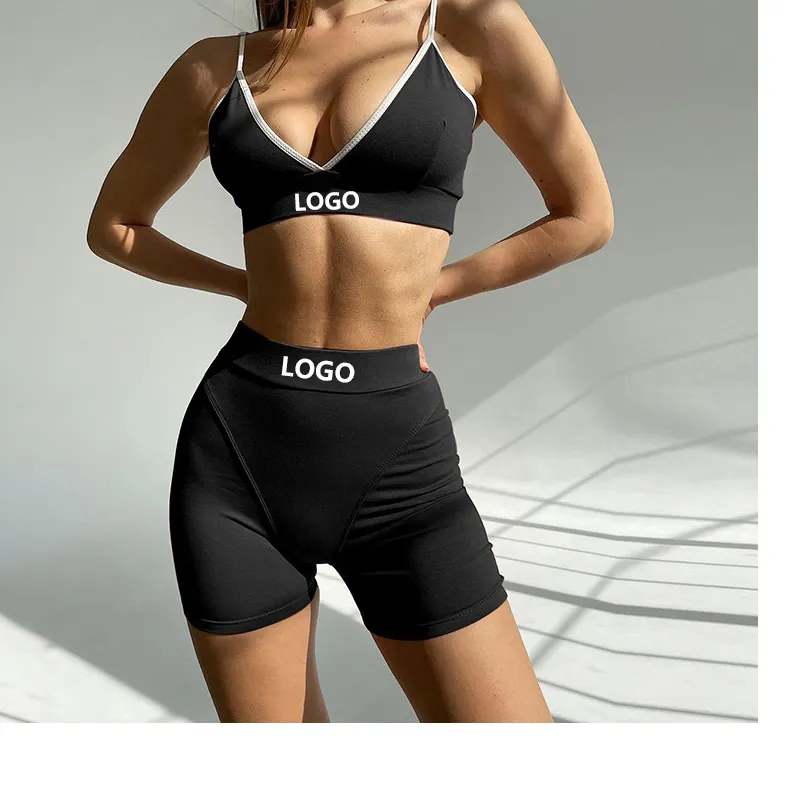 Custom Logo Dames Lingerie Sport Femmes Naadloze Bh Ondergoed 2-delige Set Vrouwen Slim Fit Ademende Sexy Lingerie