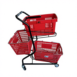 Carrito de Compras con Tres Cestas y Recubrimiento en Polvo de Color Negro, Tiendas en Filipinas, Carrito de Supermercado con Tres Cestas - Product Image 1