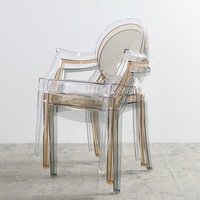 Chine Bazhou usine de meubles hôtel sillas transparentes accoudoir clair Ghost chaise avec bras