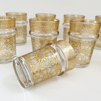 En stock, Moyen-Orient, arabe, écologique, ensemble de 12 verres à thé marocains, design de luxe léger, fleurs cuites à haute température