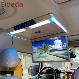 Layar IPS 1920*1080 FHD 12/12.5/13 Inci Lebar Digital TFT Bermotor Lipat Ke Bawah Langit-langit TV Mount Monitor Mobil dengan Audio Keluar USB FM