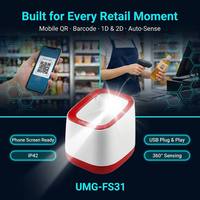Lecteur de codes-barres omnidirectionnel de bureau 1D/2D pour écran et codes QR 360° °   Lecteur USB à détection automatique pour les paiements électroniques en magasin de proximité
