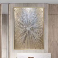 Haute qualité Original nordique abstrait argent ligne dorée Texture mur Art moderne peint à la main peinture à l'huile oeuvre