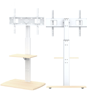 Carrello <span class=keywords><strong>TV</strong></span> <span class=keywords><strong>Mobile</strong></span> Regolabile in Altezza con Supporto da Pavimento in <span class=keywords><strong>Metallo</strong></span>/Legno e Ripiano Portaoggetti per Uso Commerciale e Ufficio - Product Image 2