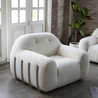 Ensemble de canapés modulaires de luxe Wabi Sabi en bouclette blanc crème avec fonction rafraîchissante pour villas et écoles