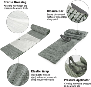 Pansement de premiers secours pour plaies d'urgence, pansement <span class=keywords><strong>israélien</strong></span> en polyester, 6 pouces, manuel - Product Image 3