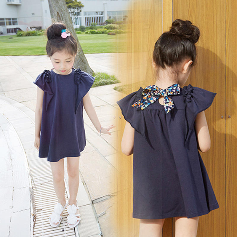 Latest Kids Wear Clothes for Girls O-Neck Designs Fashion Dress