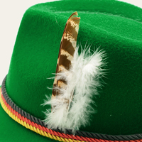Sombrero de Jazz Gris Personalizado para el Oktoberfest Alemán, Sombrero de Carnaval, Sombrero Fedora de Fieltro para Actuaciones en Escenario para Adultos con Pluma