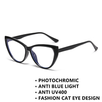 Lunettes Optiques Femme Anti-Lumière Bleue Photochromiques Marron Oeil de Chat Floral Anti-Reflet 2026 pour Filles et Femmes, Verres à Changement de Couleur