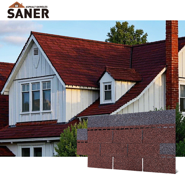 Red Color Wholesale Asphalt Shingles with Factory Direct Price ISO Certified Fast Delivery Heat Reflective Windproof Roof Tiles
