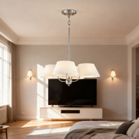 Suspension américaine simple postmoderne en tissu Luxe Minimaliste Style nordique Chambre à coucher Salle à manger Café Moyen LED