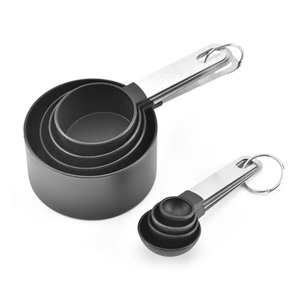 Baking công cụ biểu tượng tùy chỉnh chất lượng cao 8 cái thép không gỉ xử lý có thể điều chỉnh nhựa đo ly và thìa đặt - Product Image 3