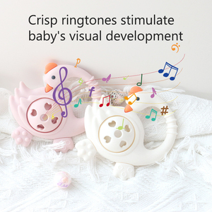 Hochet pour bébé en silicone souple, jouet de dentition sans BPA, qualité alimentaire pour les nourrissons de 0 à 6 mois, jouet sensoriel de développement - Product Image 3