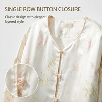 Haut à col rond en soie véritable de style chinois pour femmes, manteau jacquard à manches longues pour le printemps, chemisier en soie vintage oriental élégant
