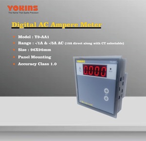 ยอกินส์ Y9-AA1 แอมมิเตอร์ดิจิตอล True RMS 5A/1A AC เลือกได้ระหว่างโหมด CT และโหมด Direct 10A ขนาดหน้าปัด 96x96 มม. รับประกัน 1 ปี - Product Image 1