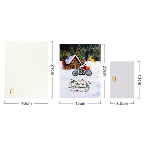 Carte de vœux créative pliée 3D pop-up Père Noël à moto, en papier, pour cadeaux et artisanat, personnalisable, vente en gros - Product Image 2